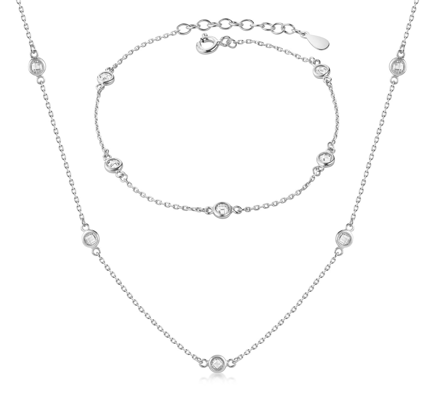 Bracelet avec cinq zircons en argent sterling 925/000