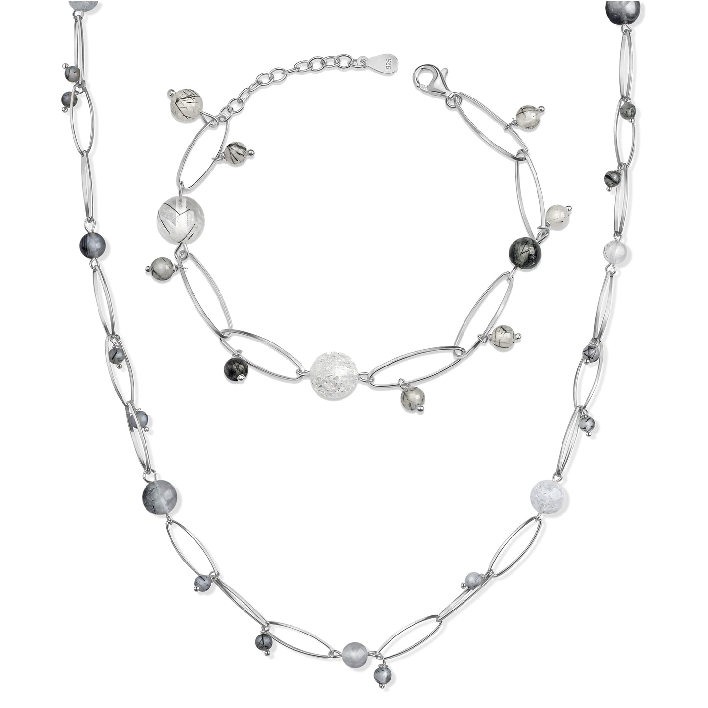 Bracelet avec Cristal et Quartz 16+3cm Argent 925/000