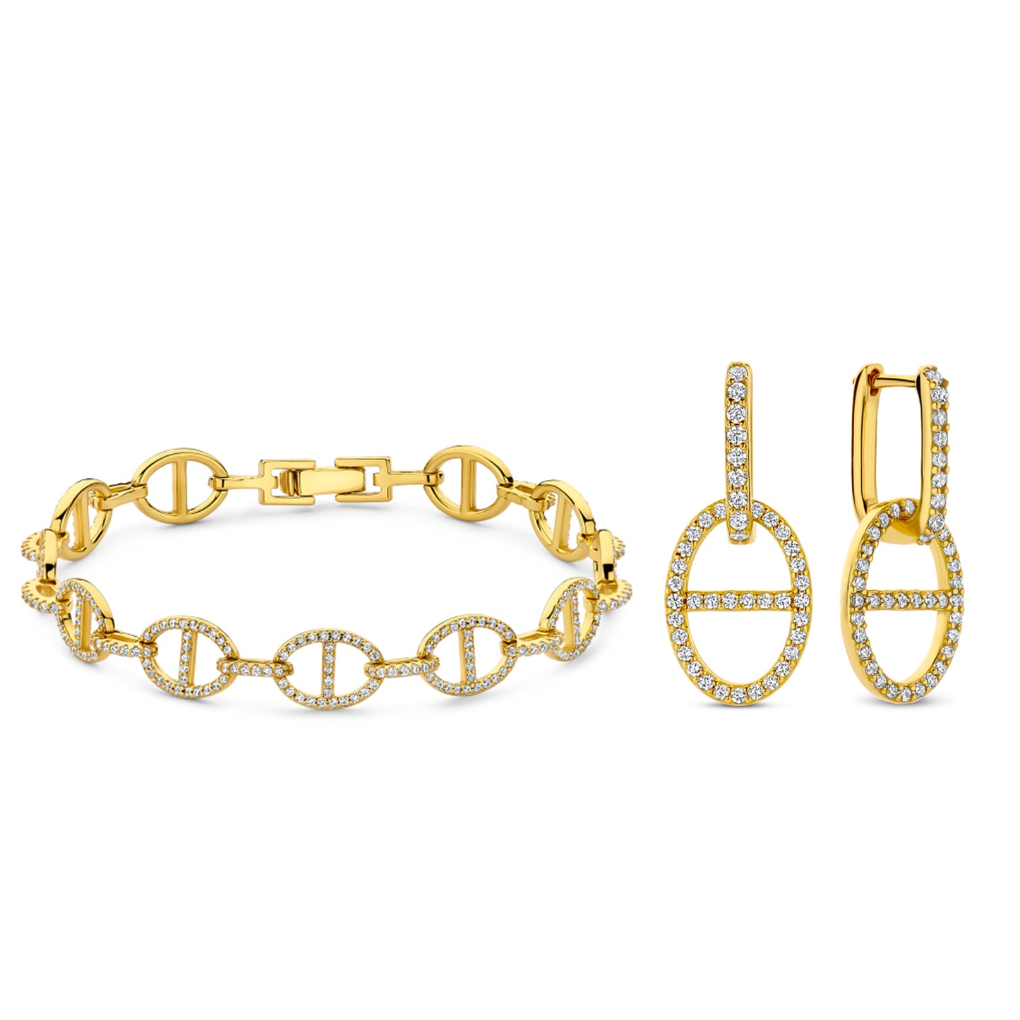 (51615) Armband met zirkonia, 925 sterling zilver, verguld.