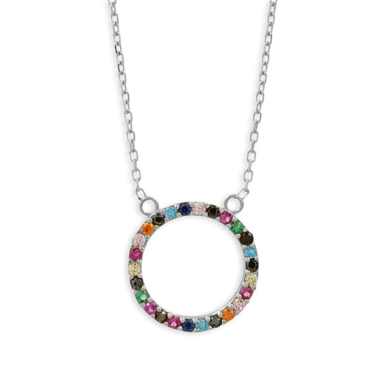 (8513) Collier avec 26 zirconias multicolores en argent sterling 925/000