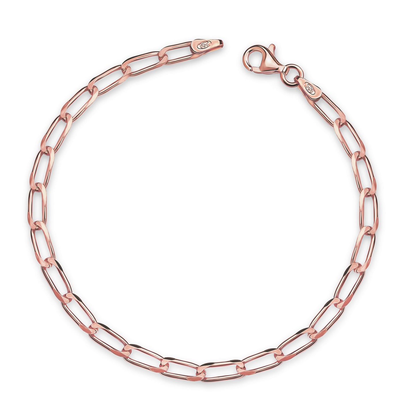 Schakel Armband 3,7 mm breed Sterling Zilver 925/000 Rosé verguld