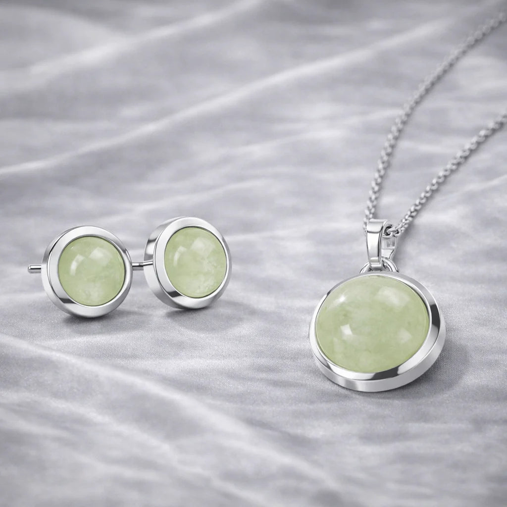 (6588) Halsketting met Aventurijngroene Chalcedoon Sterling Zilver 925/000