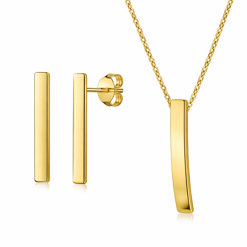 (4183) Oorknoppen Bar Sterling Zilver 925/000 goud verguld