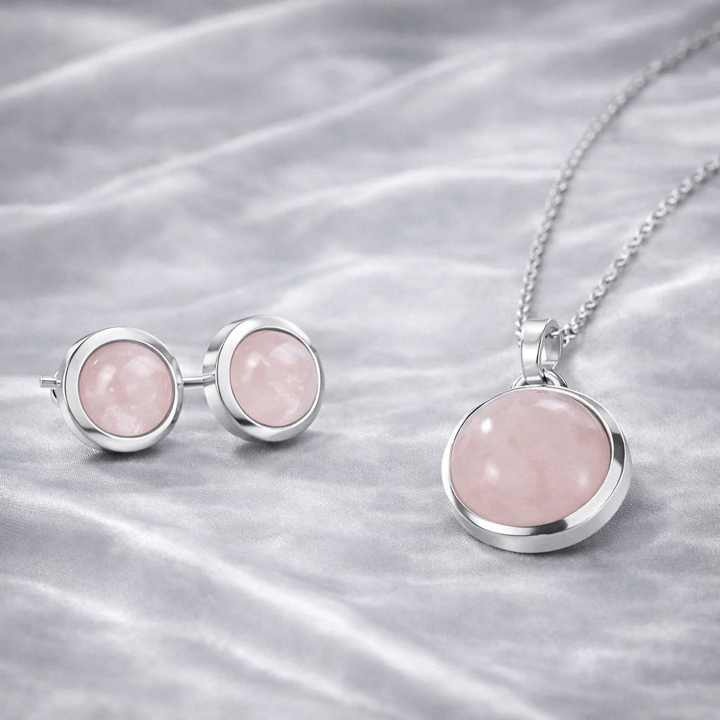 (6634) Halsketting met Roze Chalcedoon Sterling Zilver 925/000