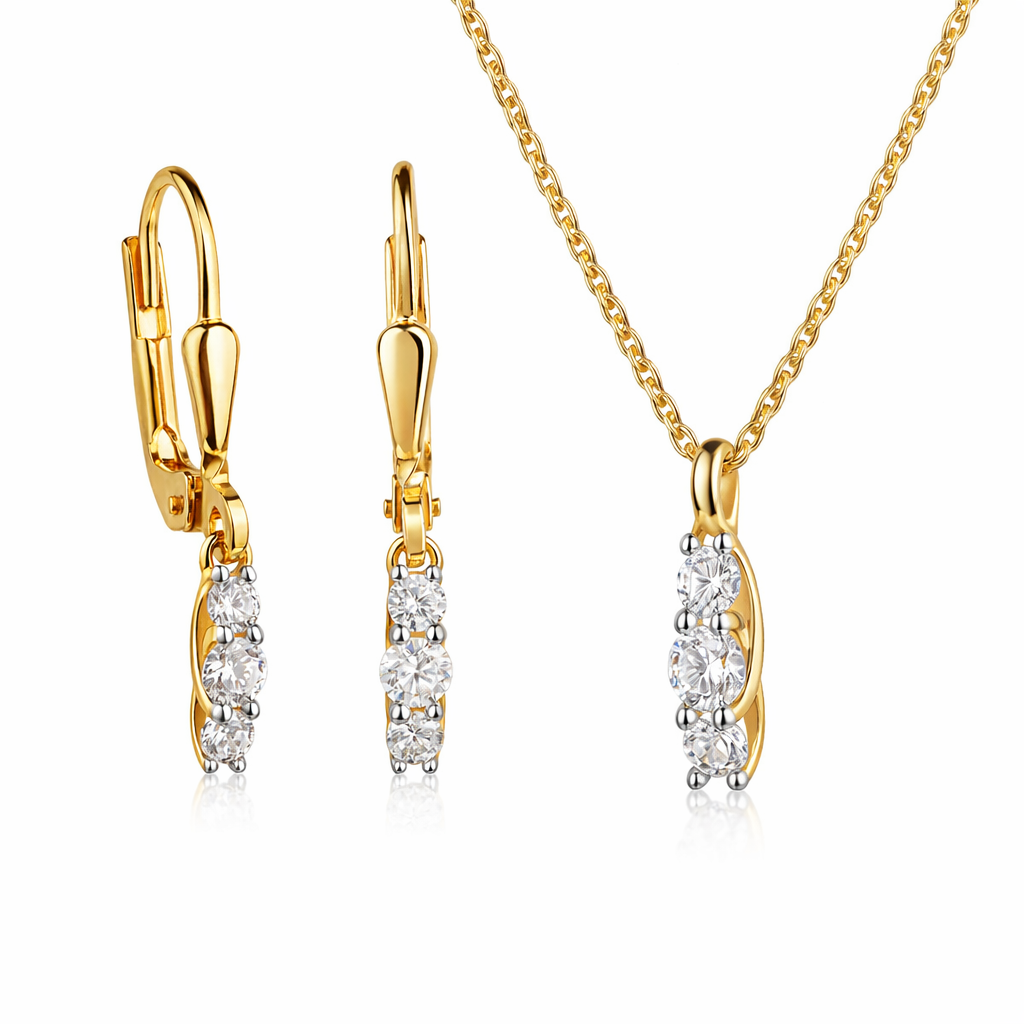 (54213) Oorbellen met 6 Zirkonia Sterling Zilver 925/000 goud verguld