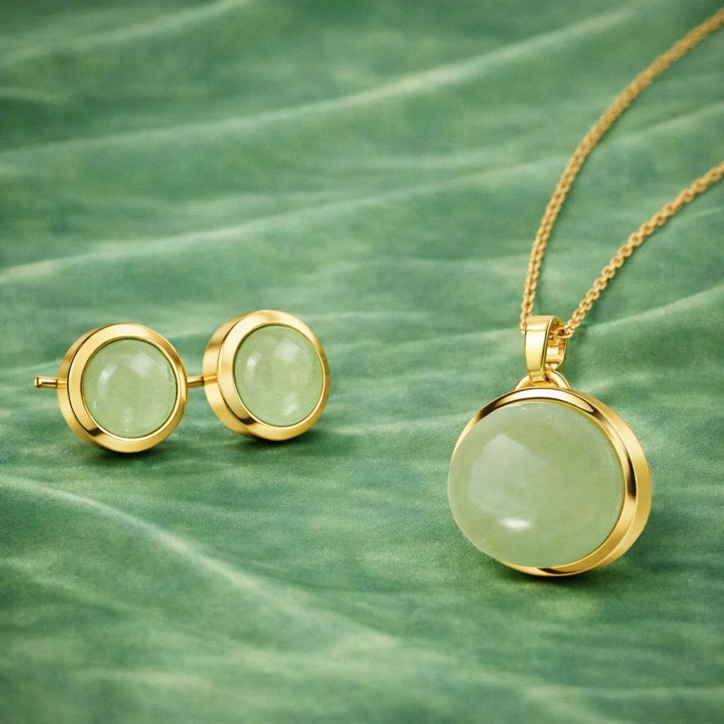 (4205) Oorbellen met Aventurijngroene Chalcedoon Sterling Zilver 925/000 goud verguld