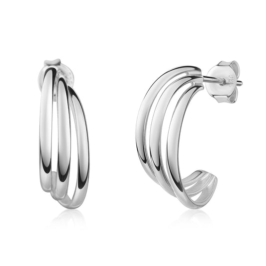Boucles d'oreilles 3 couches en argent sterling 925/000