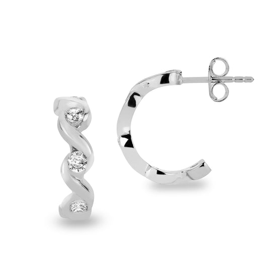 Boucles d'oreilles avec 10 zircones en argent sterling 925/000
