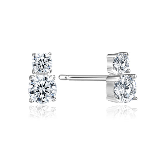 Boucles d'oreilles avec 4 zircones en argent sterling 925/000