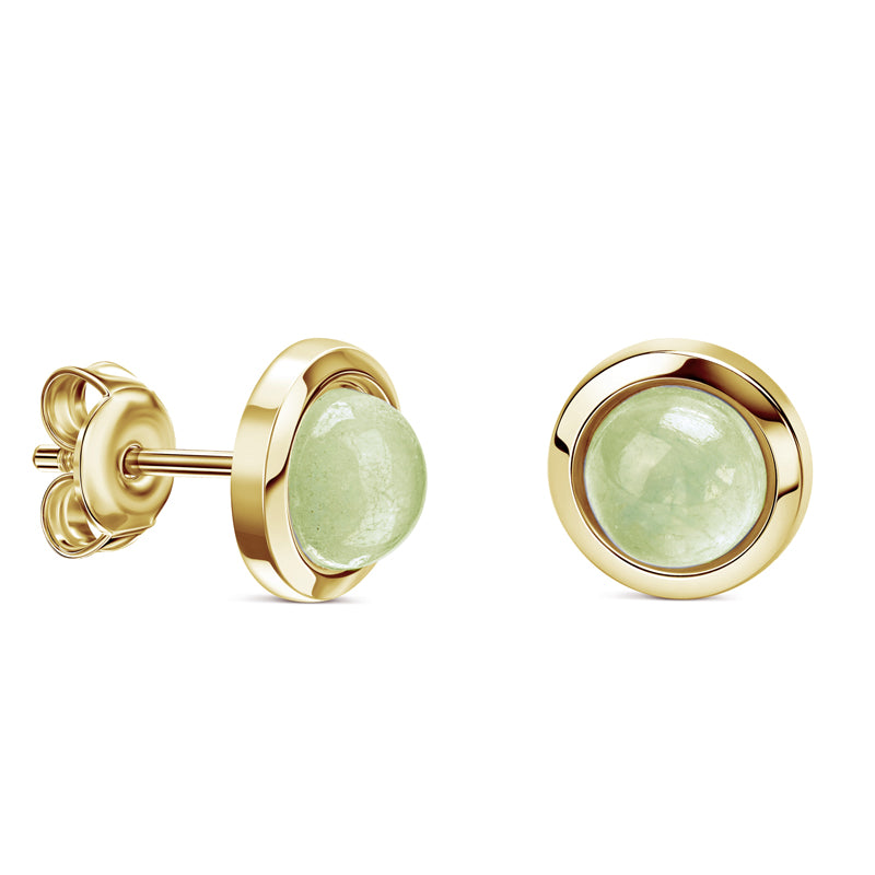 (4205) Oorbellen met Aventurijngroene Chalcedoon Sterling Zilver 925/000 goud verguld