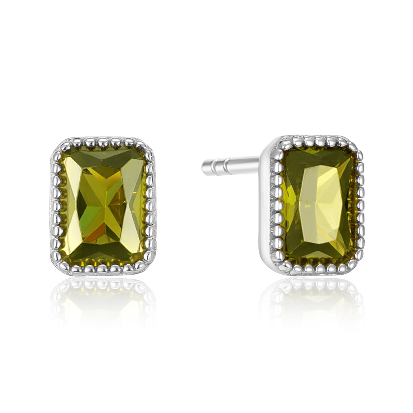 Boucles d'oreilles avec zircone vert olive en argent sterling 925/000