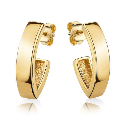 Boucles d'oreilles en forme de V en argent sterling 925/000 plaqué or