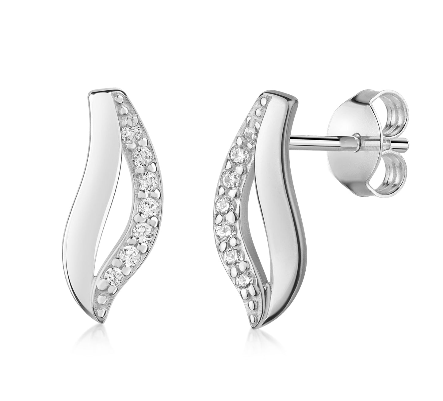 (4222) Oorknopjes met 14 Zirkonia Sterling Zilver 925/000