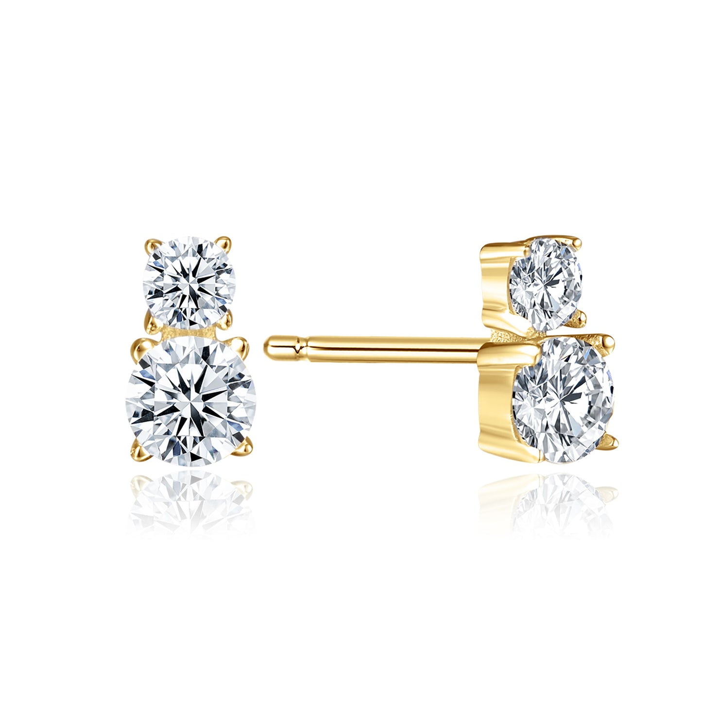 (4250) Oorknopjes met 4 Zirkonia Sterling Zilver 925/000 goud verguld