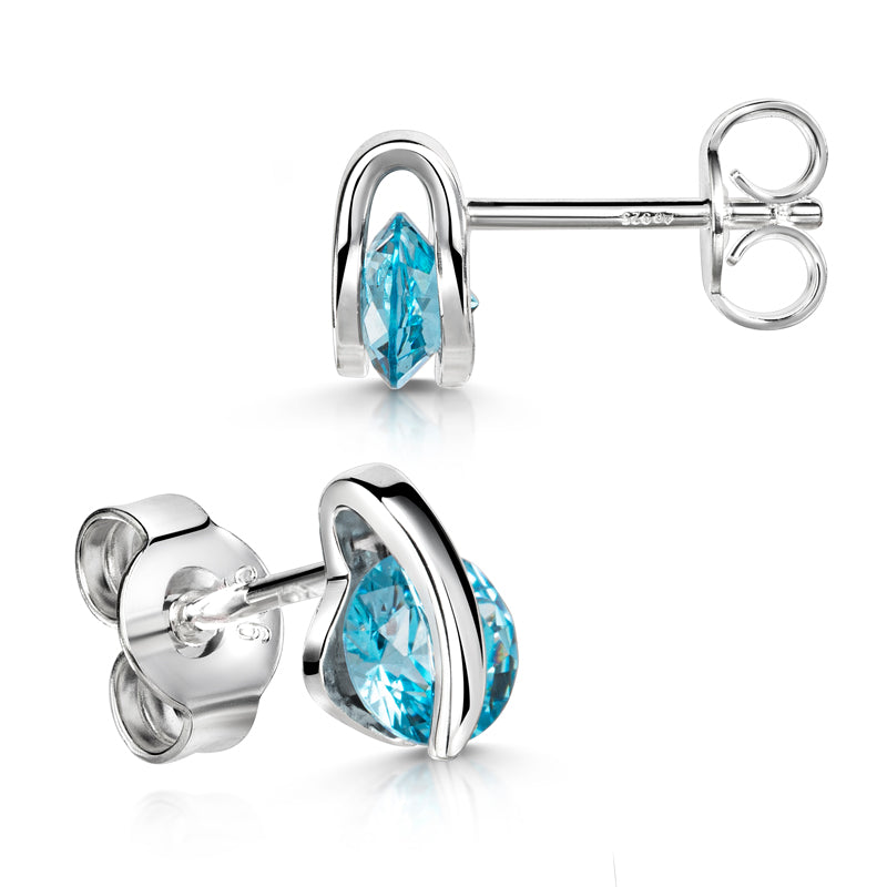 Boucles d'oreilles avec zircone bleu ciel Ø 5 mm en argent sterling 925/000