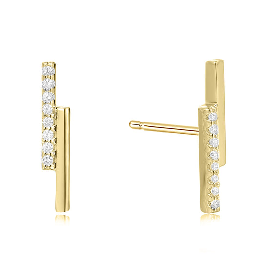Boucles d'oreilles avec 16 zircones en argent sterling 925/000 plaqué or