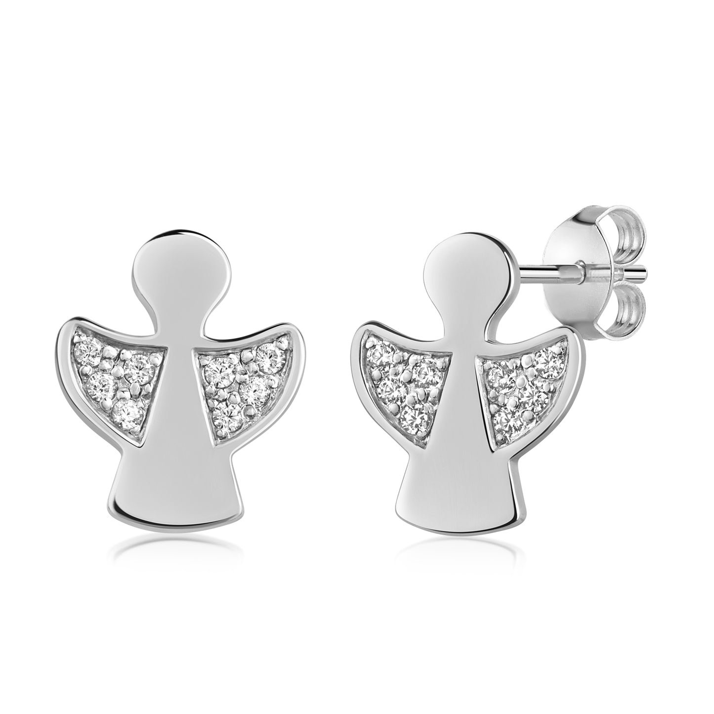(4424) Engel oorknopjes met 16 Zirkonia Sterling Zilver 925/000