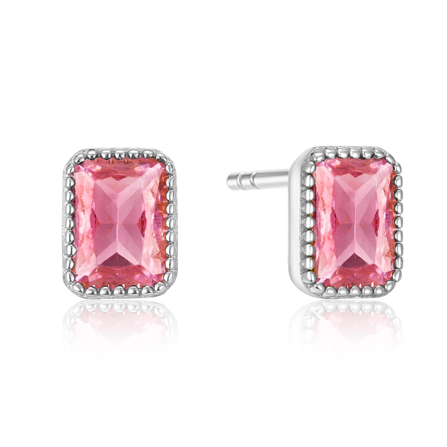 Oorstekers met Roze Zirkonia Sterling Zilver 925/000