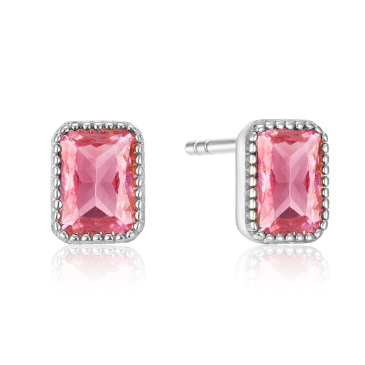 Oorstekers met Roze Zirkonia Sterling Zilver 925/000