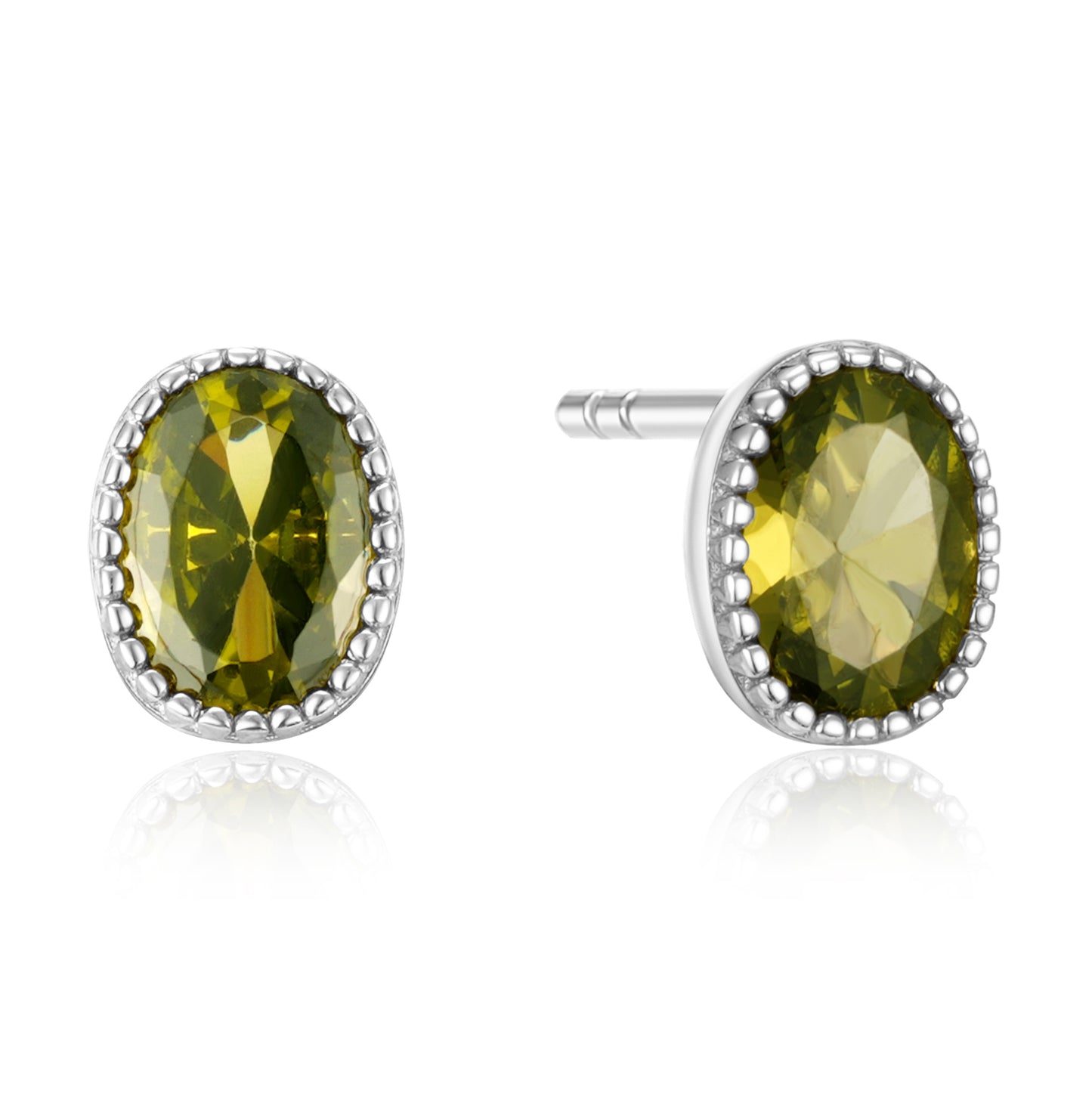 Boucles d'oreilles à tige avec zircone vert olive en argent sterling 925/000