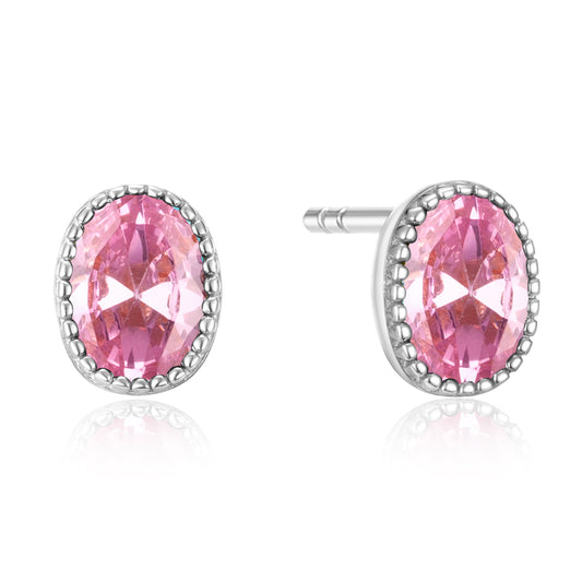 Oorstekers met Roze zirkonia Sterling Zilver 925/000