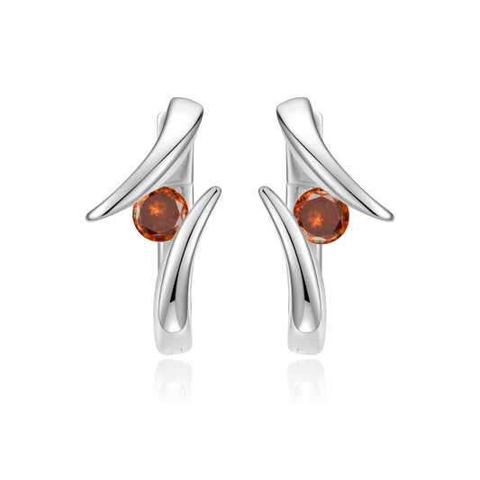 Opvouwbare Oorbellen met Rode Zirkonia Sterling Zilver 925/000