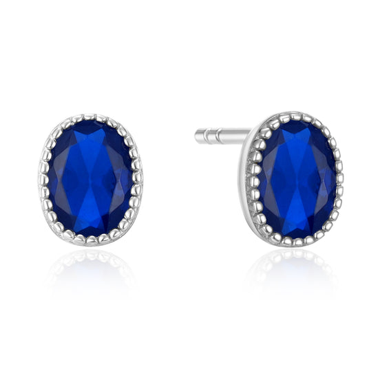 Boucles d'oreilles à tige en argent sterling 925/000 avec zircone bleu de Londres