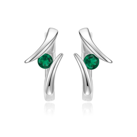 Opvouwbare Oorbellen met Smaragdgroene Zirkonia Sterling Zilver 925/000