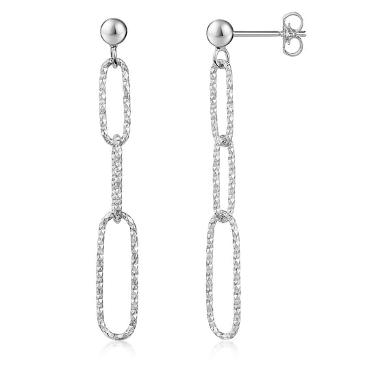 Boucles d'oreilles à 3 maillons en argent sterling 925/000