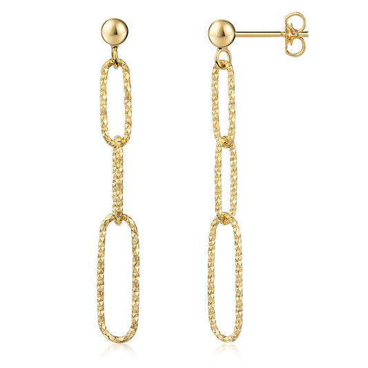 Boucles d'oreilles à 3 maillons en argent sterling 925/000 plaqué or