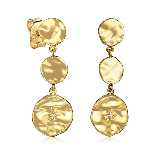 Boucles d'oreilles avec zircone en argent sterling 925/000 plaqué or