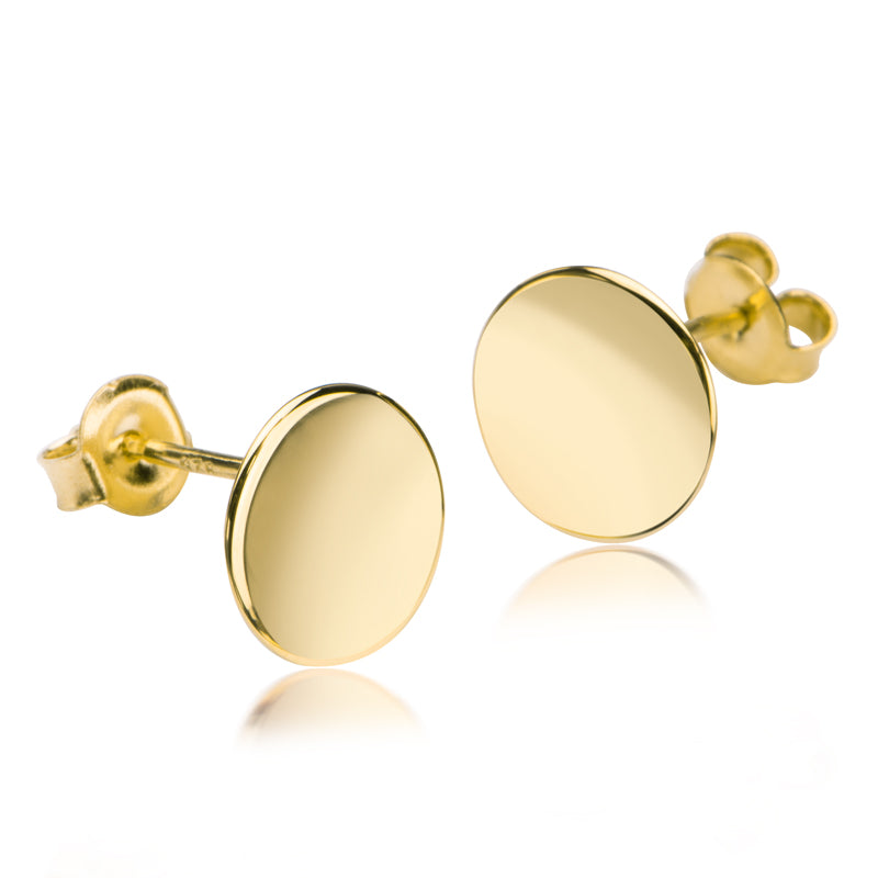 (4618) Boucles d'oreilles puces rondes 10 mm en argent sterling 925/000 plaqué or