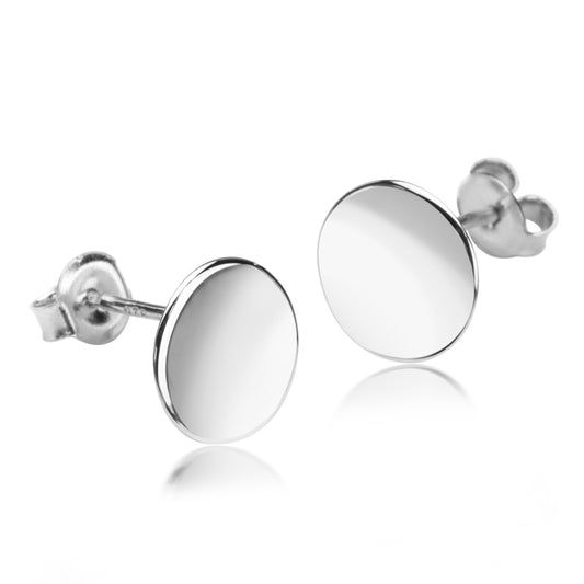 Oorstekers glanzend plaatje 10mm Sterling Zilver 925/000