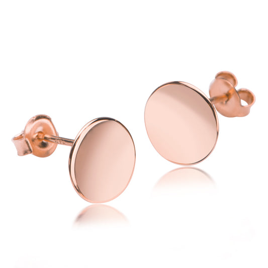 Boucles d'oreilles à tige plaque brillante 10 mm Argent 925/000 plaqué or rose