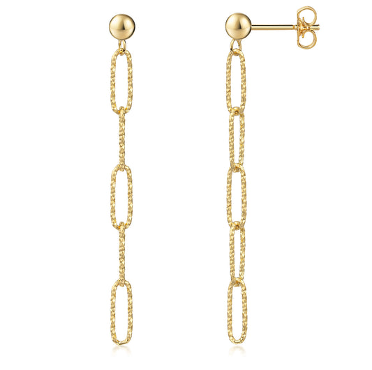 Boucles d'oreilles à 5 maillons en argent sterling 925/000 plaqué or