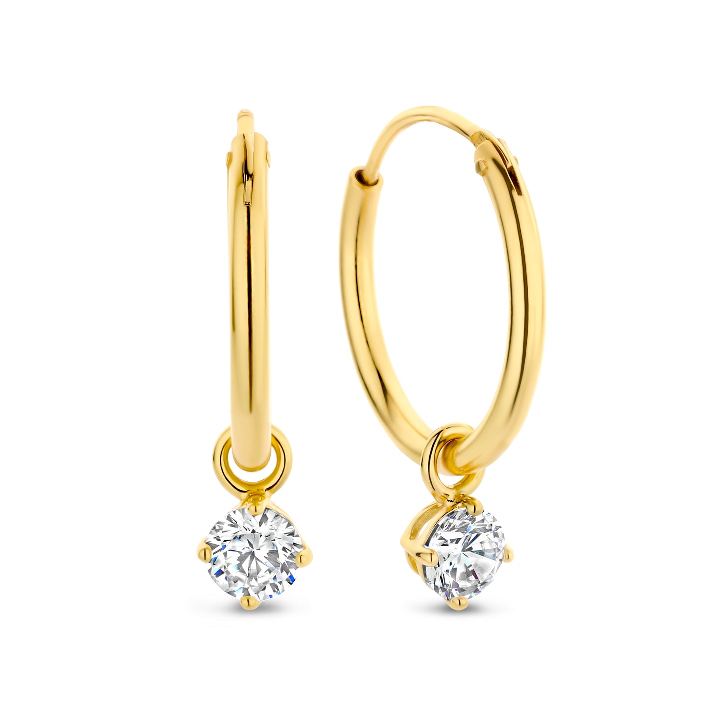 (51206) Oorbellen met Zirkonia Ø 4mm Sterling Zilver 925/000 goud verguld