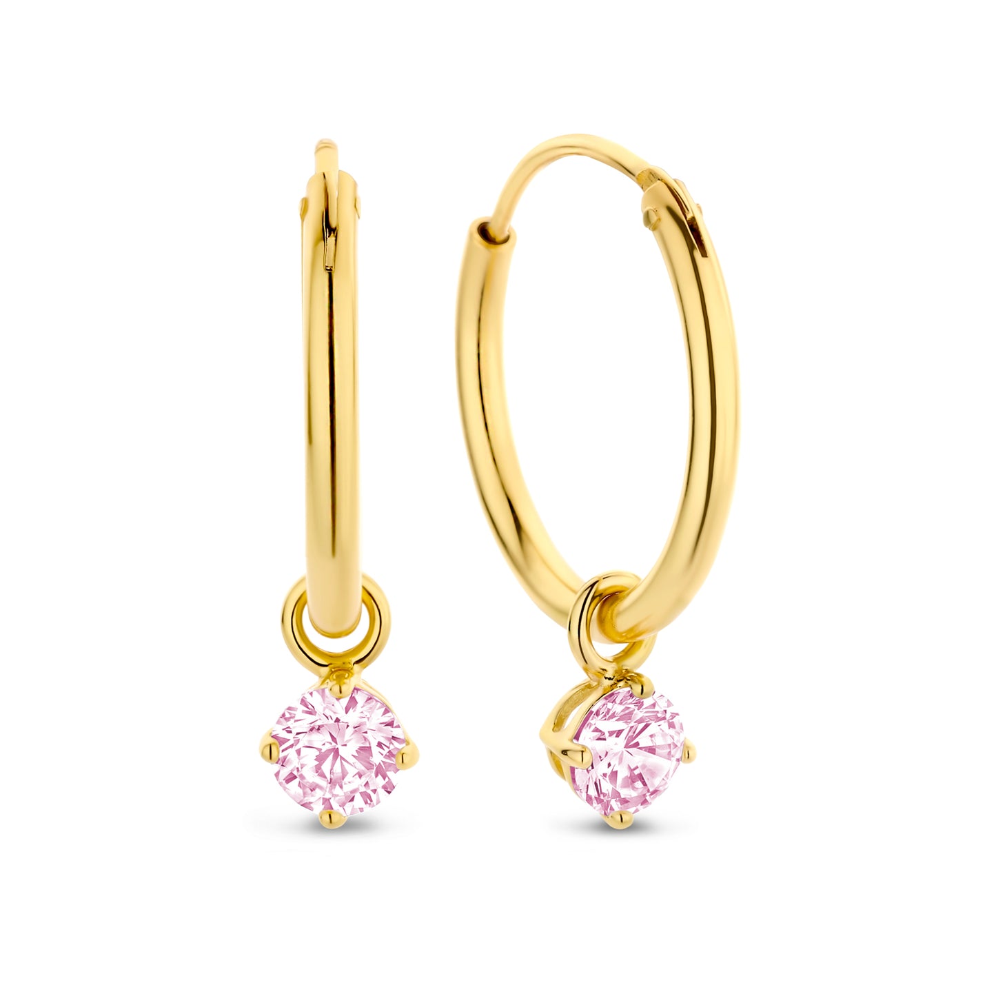 (51210) Oorbellen Roze Zirkonia Sterling Zilver 925/000 goud verguld