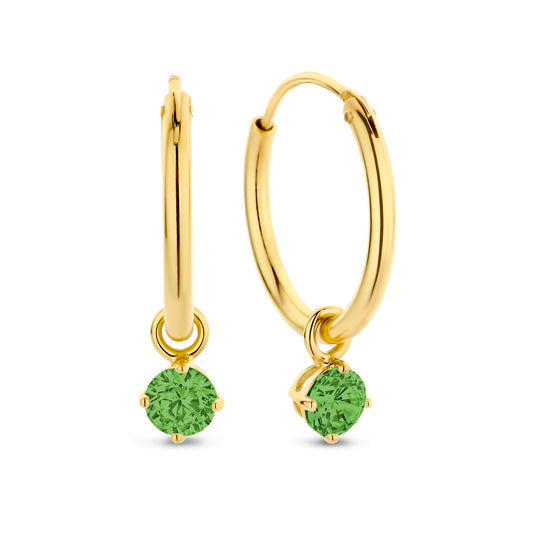 Boucles d'oreilles Zircone Verte Argent Massif 925/000 Plaqué Or