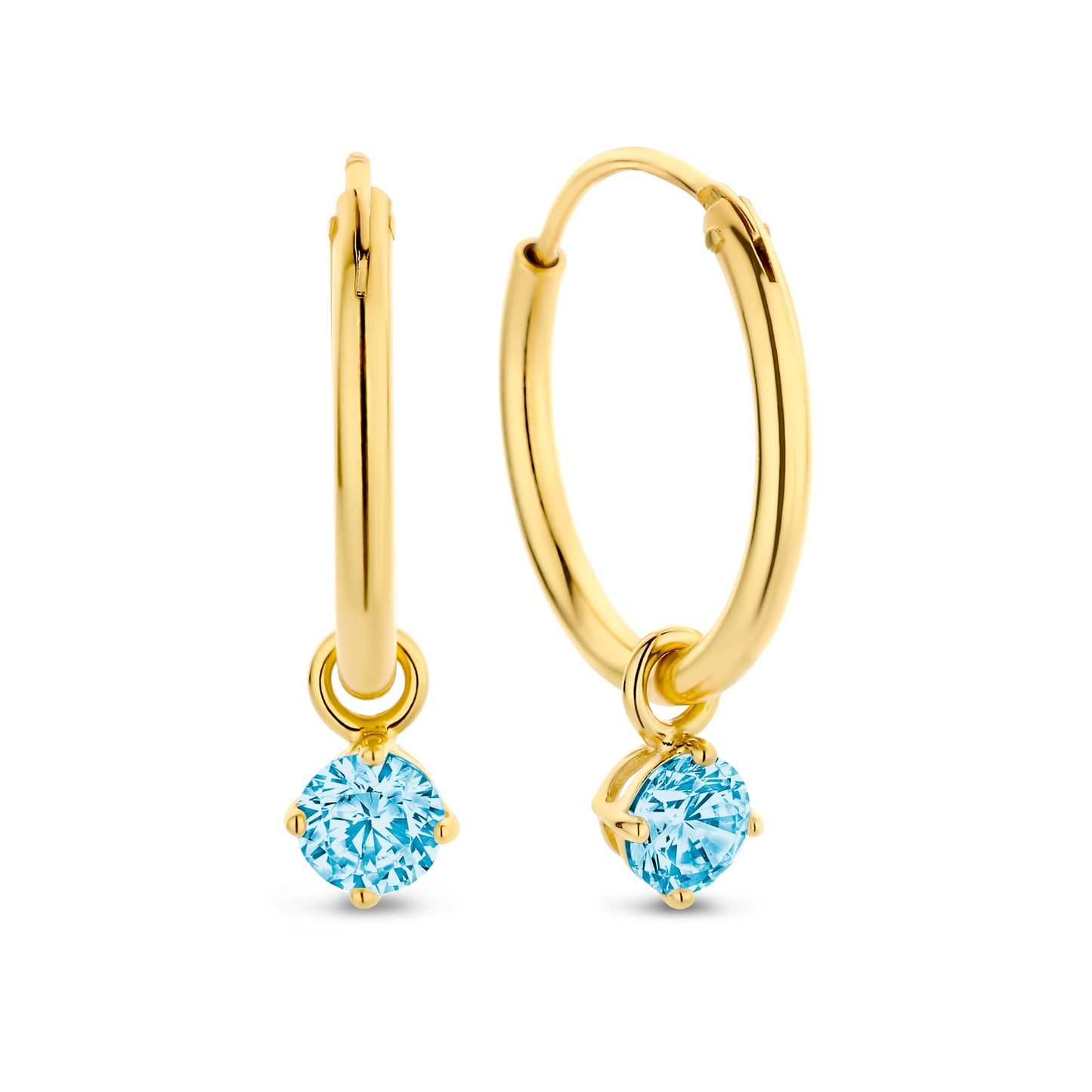 (51214) Oorbellen Blauwe Zirkonia Sterling Zilver 925/000 goud verguld