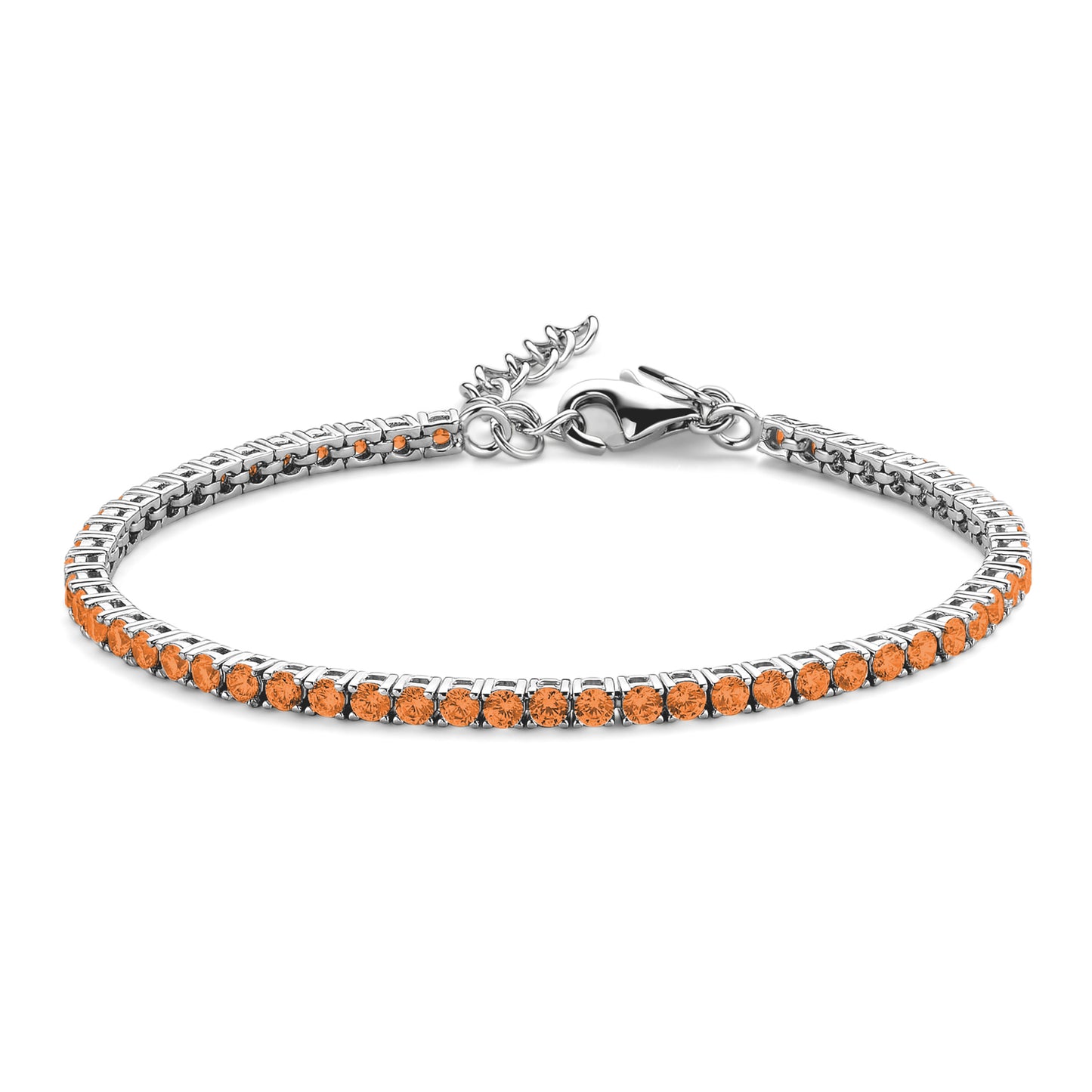 Bracelet Tennis avec Zircone Orange 3 mm Argent Sterling 925/000