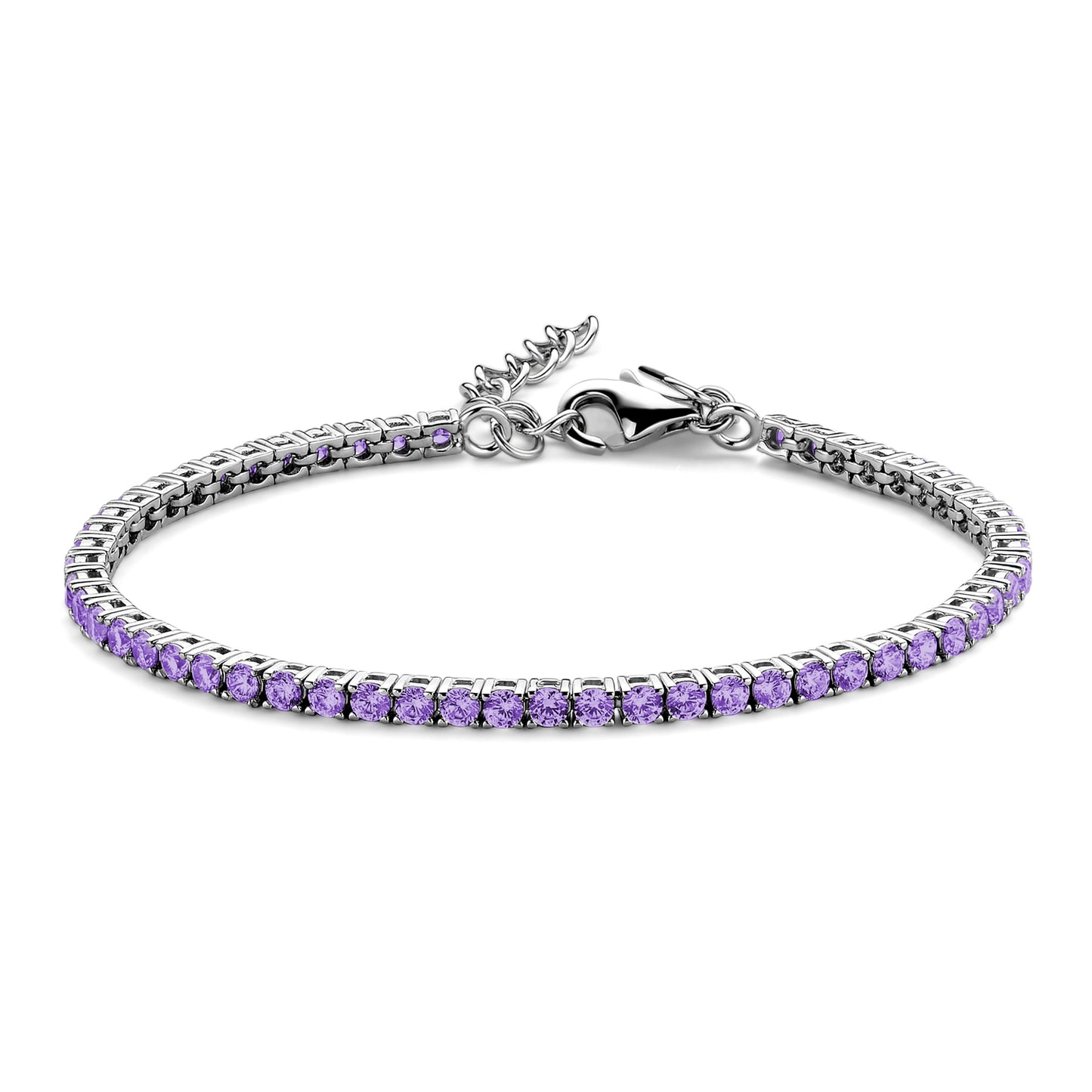 Bracelet Tennis avec Zircone Violette 3mm Argent Sterling 925/000