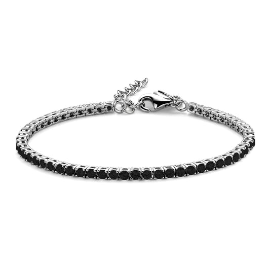 Tennisarmband met Zwarte Zirkonia 3 mm Sterling Zilver 925/000