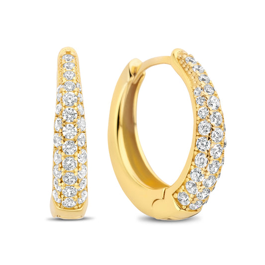 Boucles d'oreilles Ø 18 mm avec zircone Argent 925/000 plaqué or