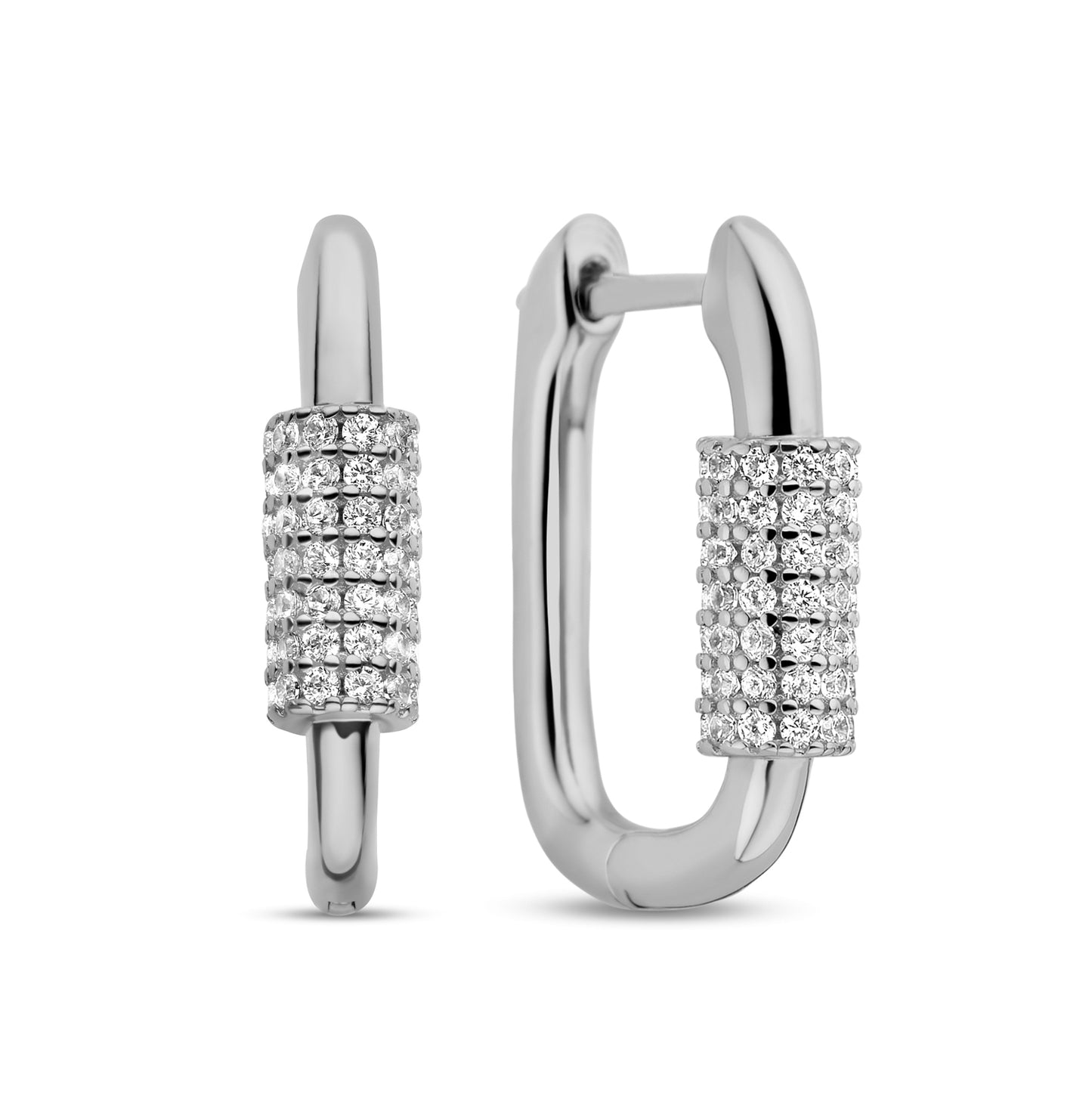 Oorbellen 18 mm x 12 mm met Zirkonia Sterling Zilver 925/000