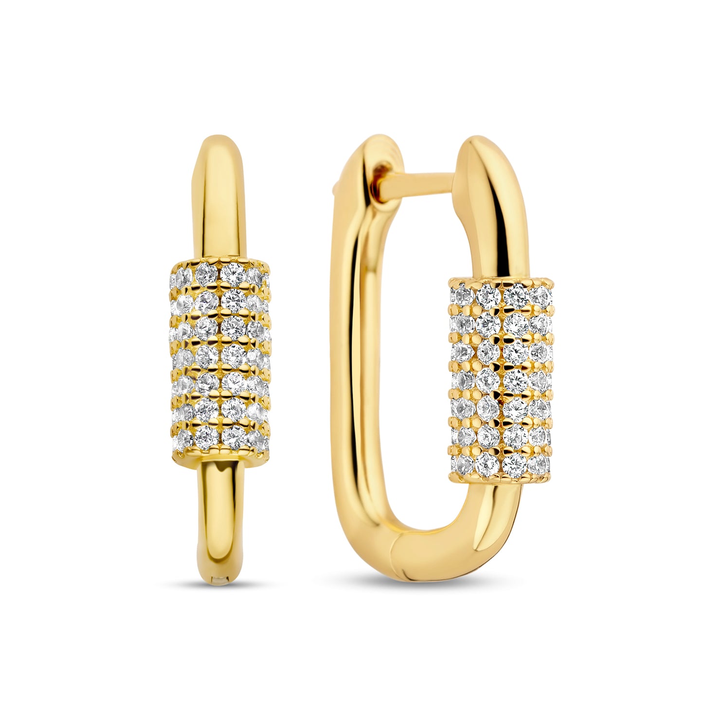 (51238) Oorbellen 18 mm x 12 mm met Zirkonia  Sterling Zilver 925/000 goud verguld