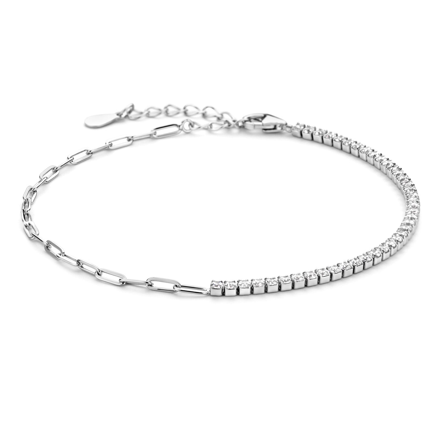 Bracelet ancre/tennis avec zircone 1,5 mm en argent sterling 925/000
