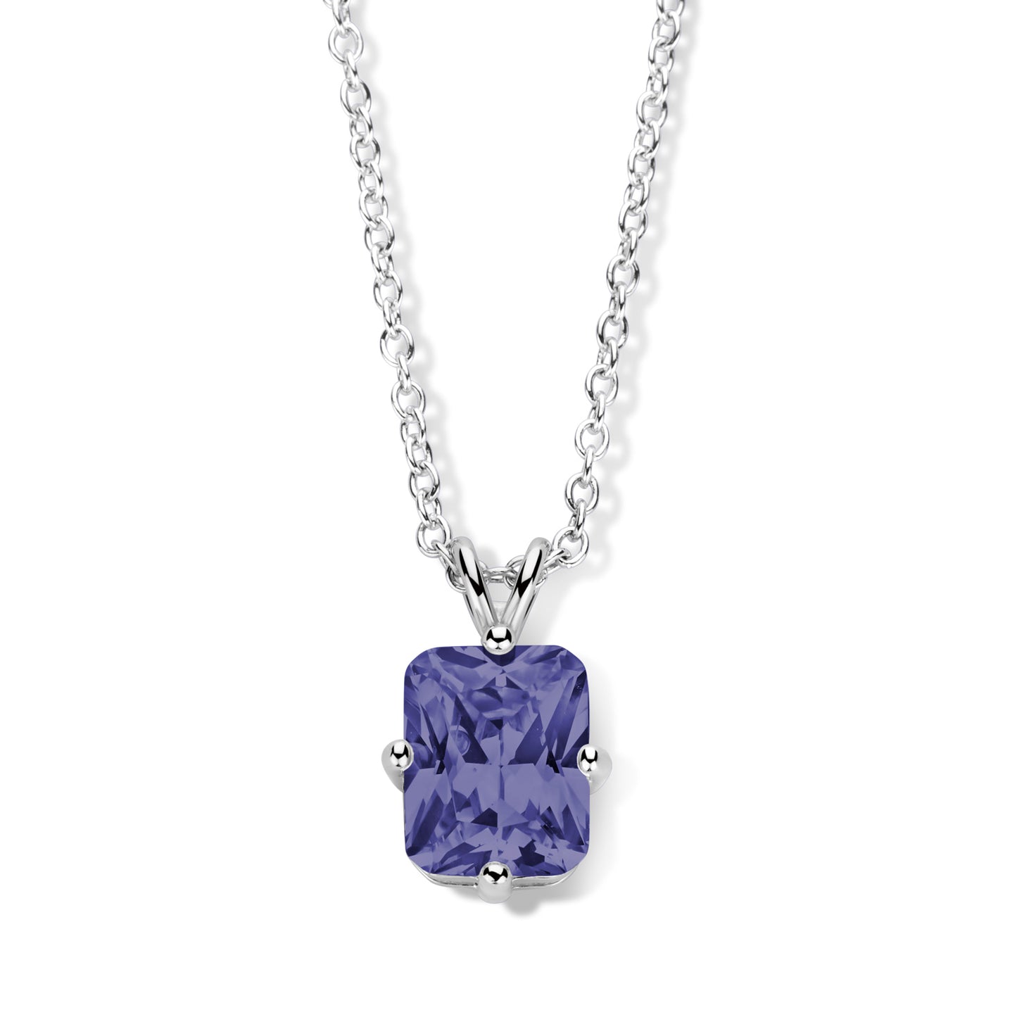 Collier avec Zircone couleur Tanzanite 8x10mm Argent Sterling 925/000
