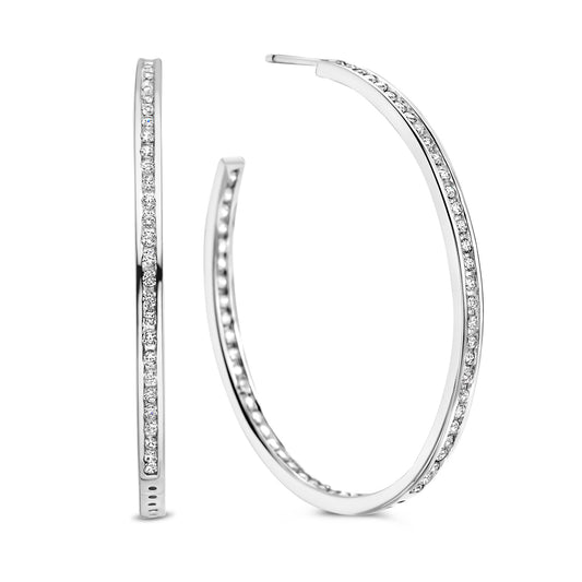 Oorstekers Ø 44 mm met 118 Zirkonia Sterling Zilver 925/000