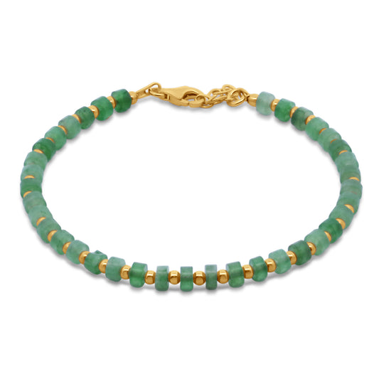 Armband met Groene Achat Sterling Zilver 925/000 goud verguld