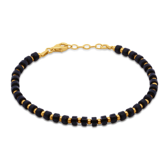 Bracelet avec Achat Noir en Argent Sterling 925/000 plaqué or